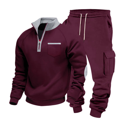 Herren Sportset Stehkragen Cargo-Hose Freizeitbekleidung