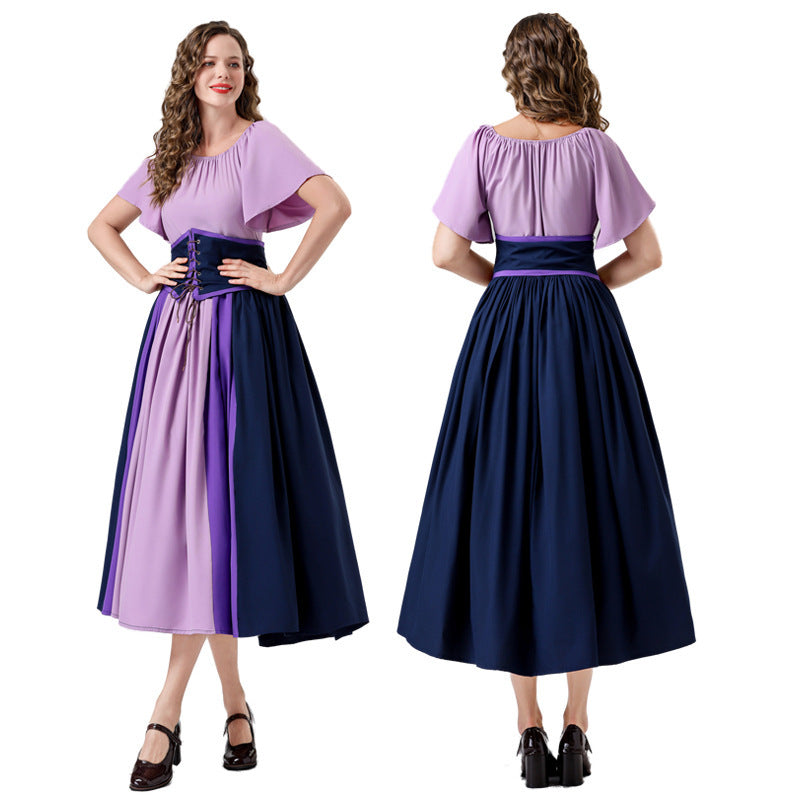 Damen Maxikleid Elegant Tailliert Schnüren Ärmel Lang