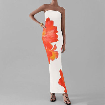 Sommerkleid Schulterfrei Blumenmuster Figurformend