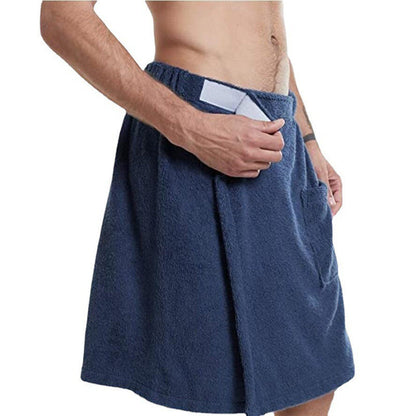 Herren Bademantel Frottee Weich mit Taschen und Verstellbund
