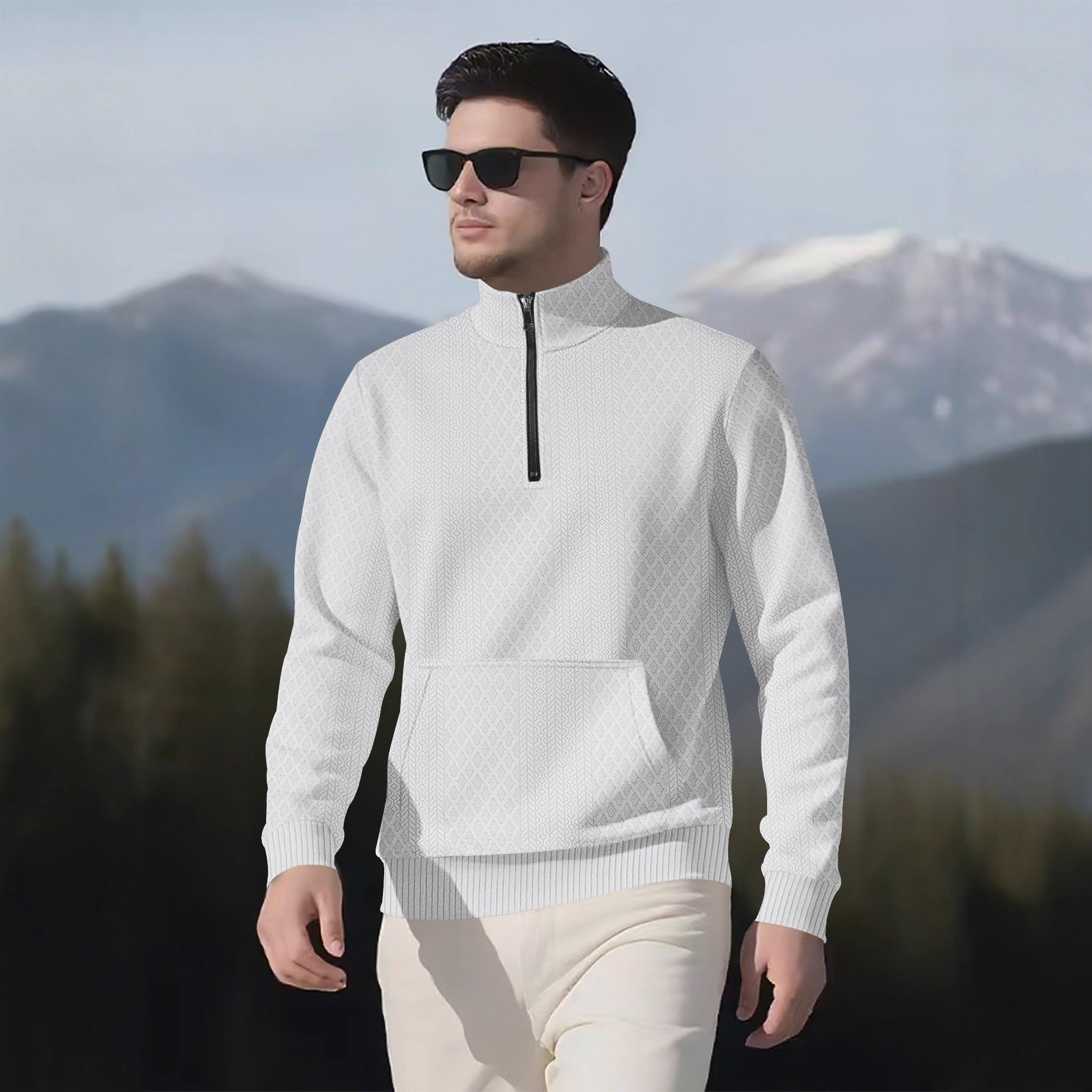 Herren Sweatpullover Stehkragen Taschen Sportlich Modern - BerlinGlamour