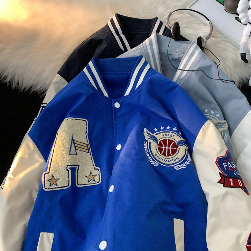Herren Collegejacke Sportlich Atmungsaktiv Mit Stickerei - BerlinGlamour