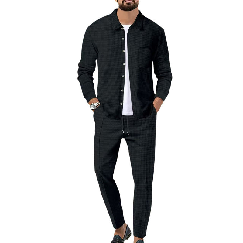Herren Freizeitanzug Mit Struktur Oberteil Elastischer Bund Modern