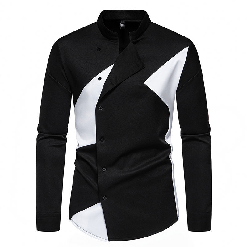 Herren Hemd Asymmetrisch Farbblock Modern Designer
