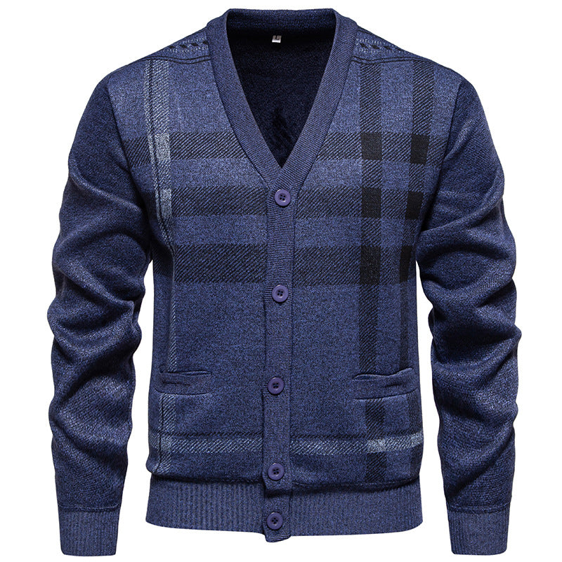 Herren Strickjacke Karomuster Modern Chic