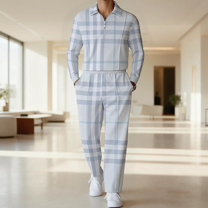 Herren Langarmshirt Modern mit Reißverschluss Blockdesign