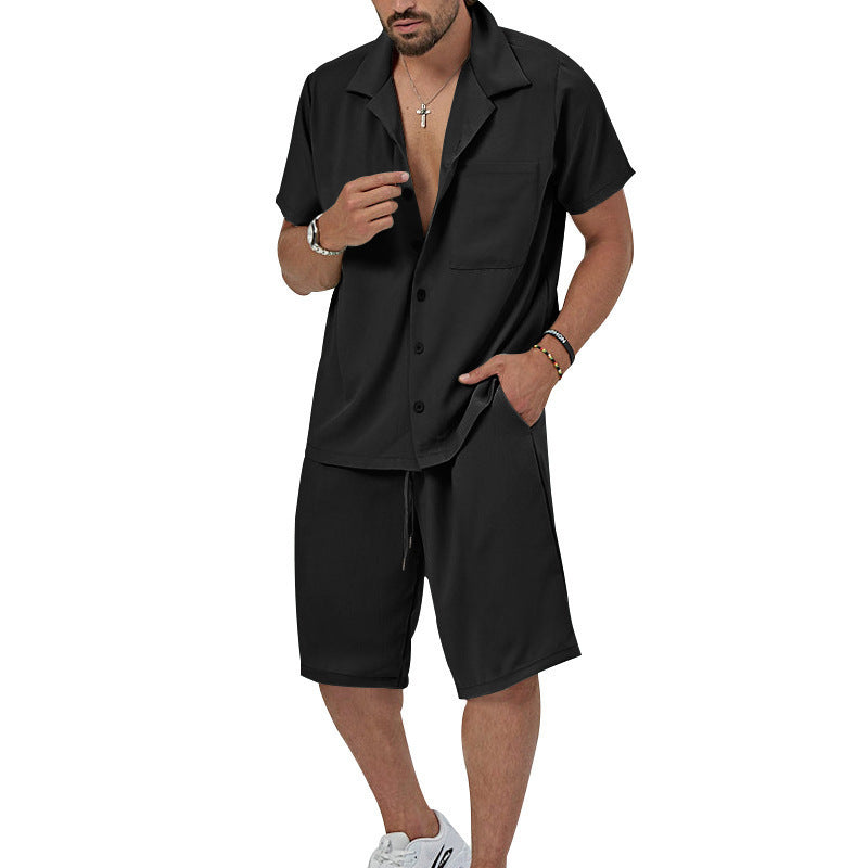 Herren Freizeit-Set Kurzarmhemd lässige Shorts Sommerlich