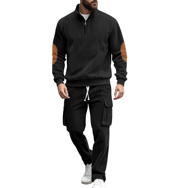 Herren Sweatshirt Set mit Cargo-Hose Hochkragen Praktisch - BerlinGlamour