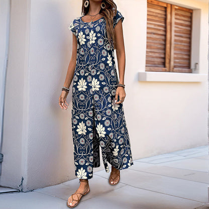 Damen Jumpsuit Floralmuster Mit Taschen