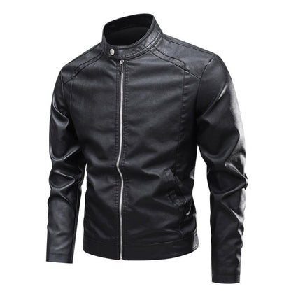 Herren Lederjacke Modern Schnitt Schwarz