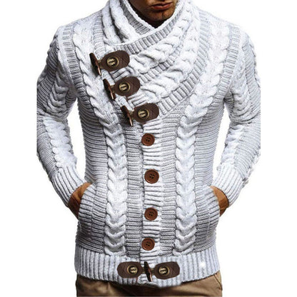 Herren Strickjacke Zopfmuster mit Kragen Modern