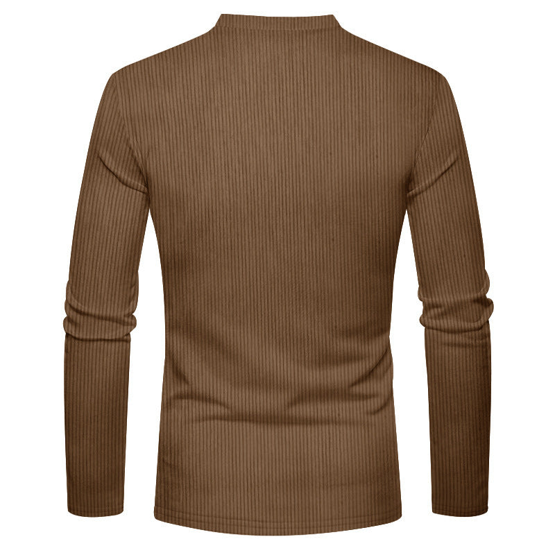 Herren Langarmshirt Modern mit Kontrastdetails und Knopfleiste