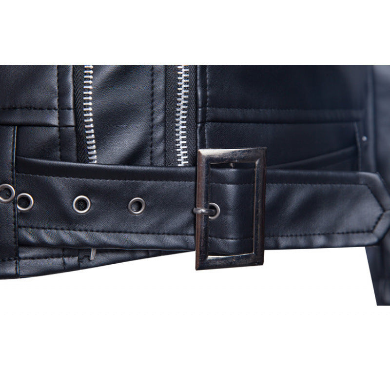 Lederjacke Herren Bikerstyle Asymmetrisch Mit Taschen