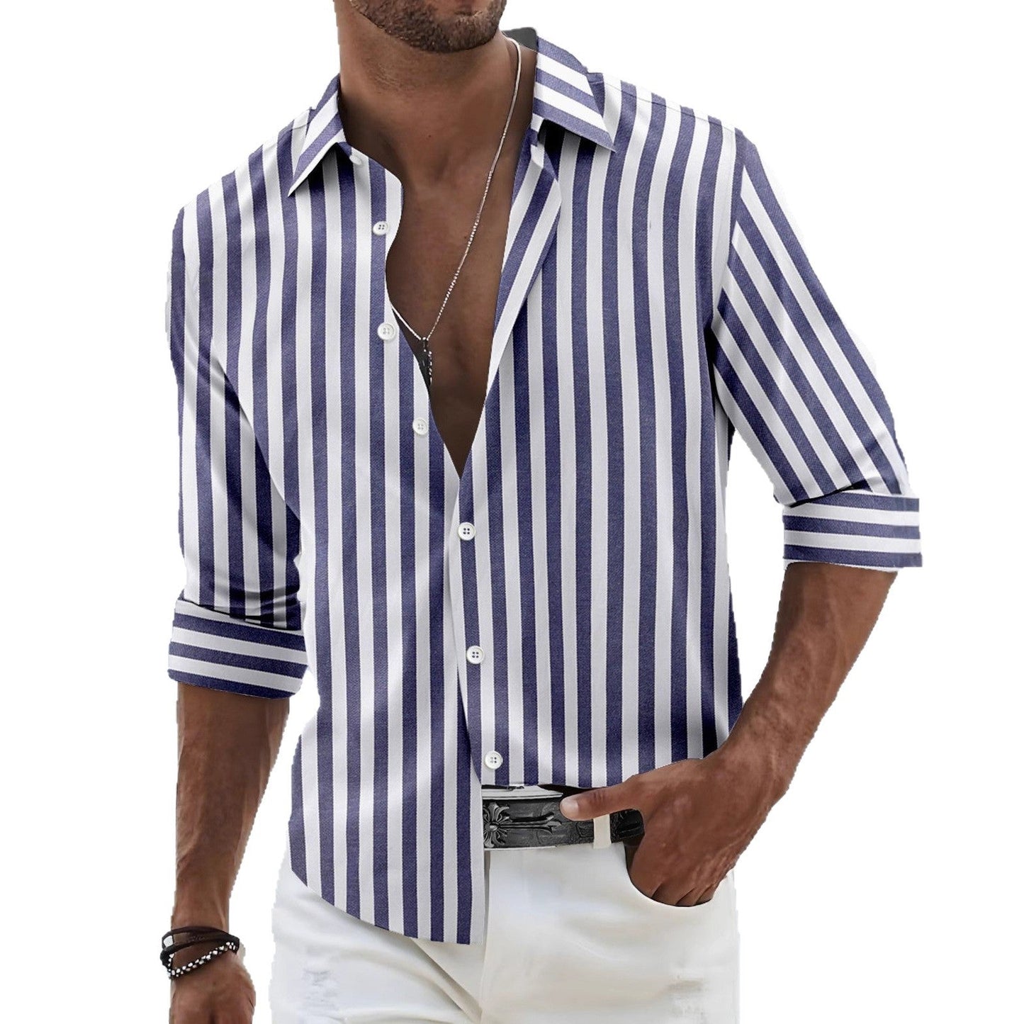 Herren Bürohemd Streifen Modern Slim Fit