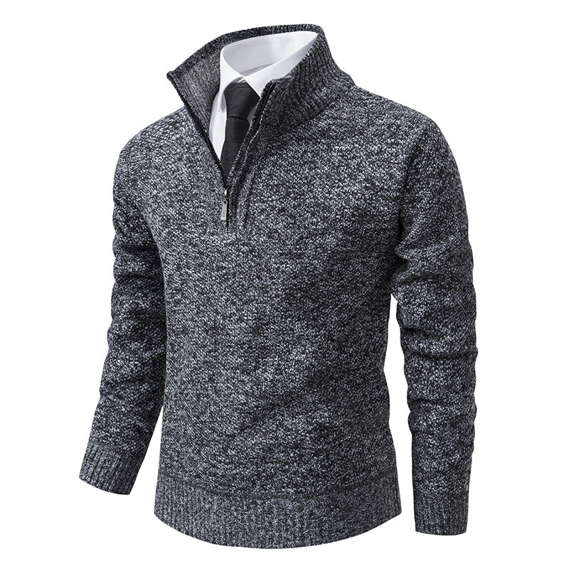 Herren Strickpullover Eleganter V-Ausschnitt Mit Reißverschluss