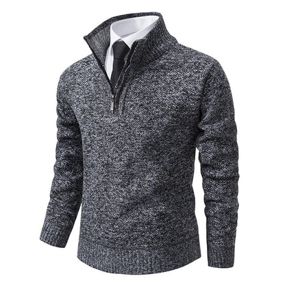 Herren Strickpullover Eleganter V-Ausschnitt Mit Reißverschluss