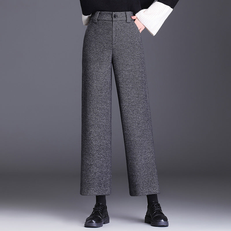 Damen Wollhose Weite Bein mit Klassischem Muster