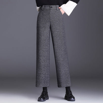 Damen Wollhose Weite Bein mit Klassischem Muster