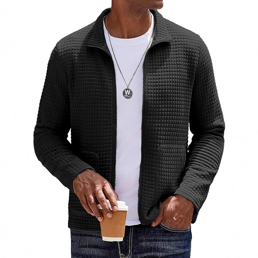 Herren Sweatjacke Strukturiert Hochkragen Funktionsjacke