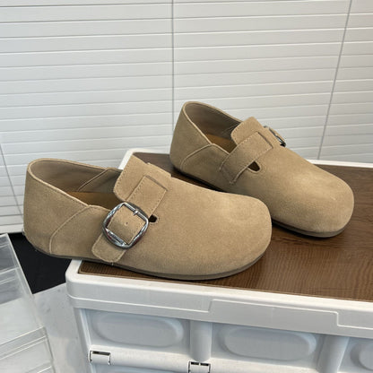 Damen Clogs Wildleder Bequem Schnallenverschluss Modern