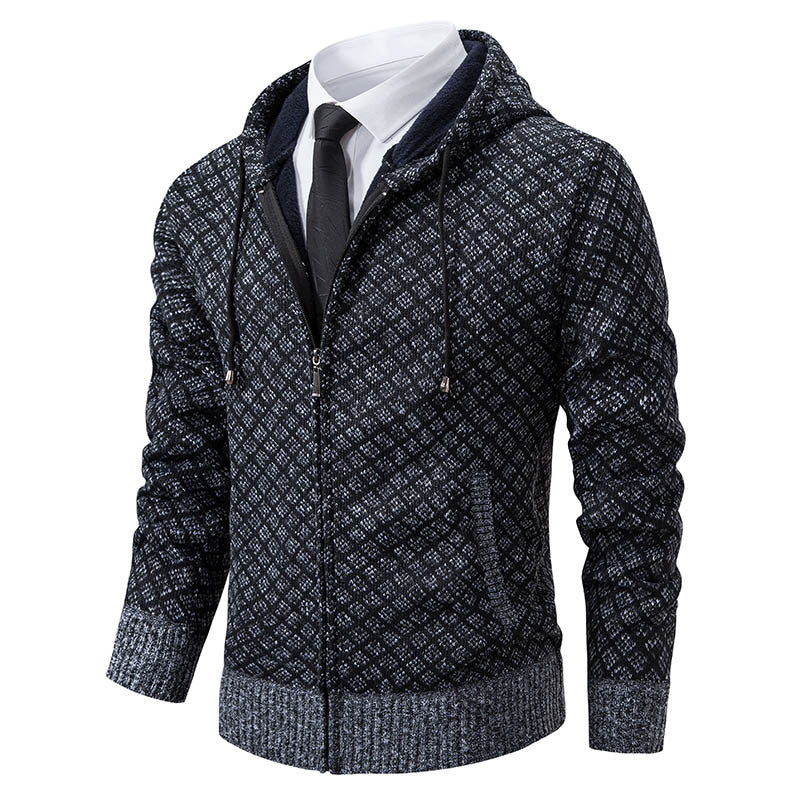 Herren Jacke Modern Wabenmuster Kapuze Trendy