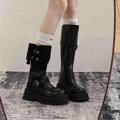 Damen Stiefel Robust Schnalle Riemen Verstellbar Winter