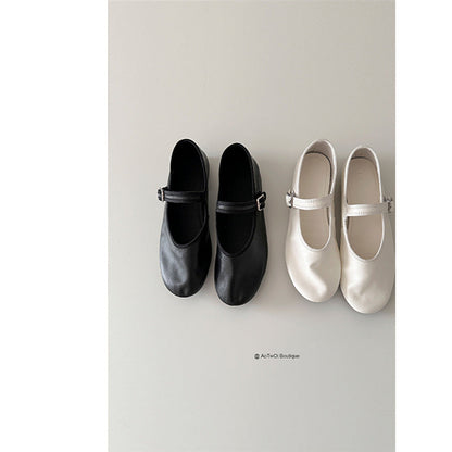 Damen Ballerinas Weiches Leder Verstellbarer Riemen - BerlinGlamour