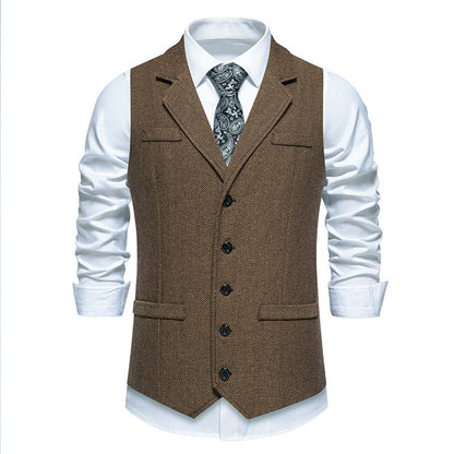 Herren Anzugweste Elegante Fischgrat Muster Slim Fit