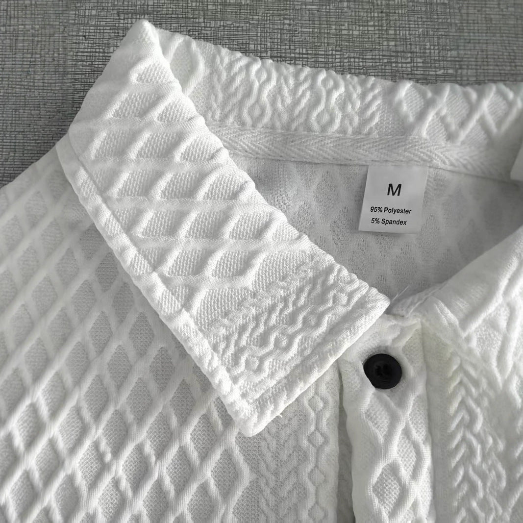 Herren Polohemd Langarm Modern Strukturiert Elegent