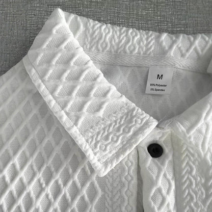 Herren Polohemd Langarm Modern Strukturiert Elegent