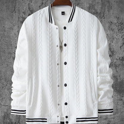 Herren Bomberjacke Sportlich Strickmuster Modern