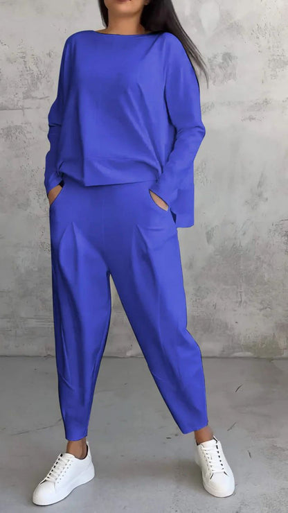 Damen Jogginganzug Bequem mit Taschen und Weiten Ärmeln