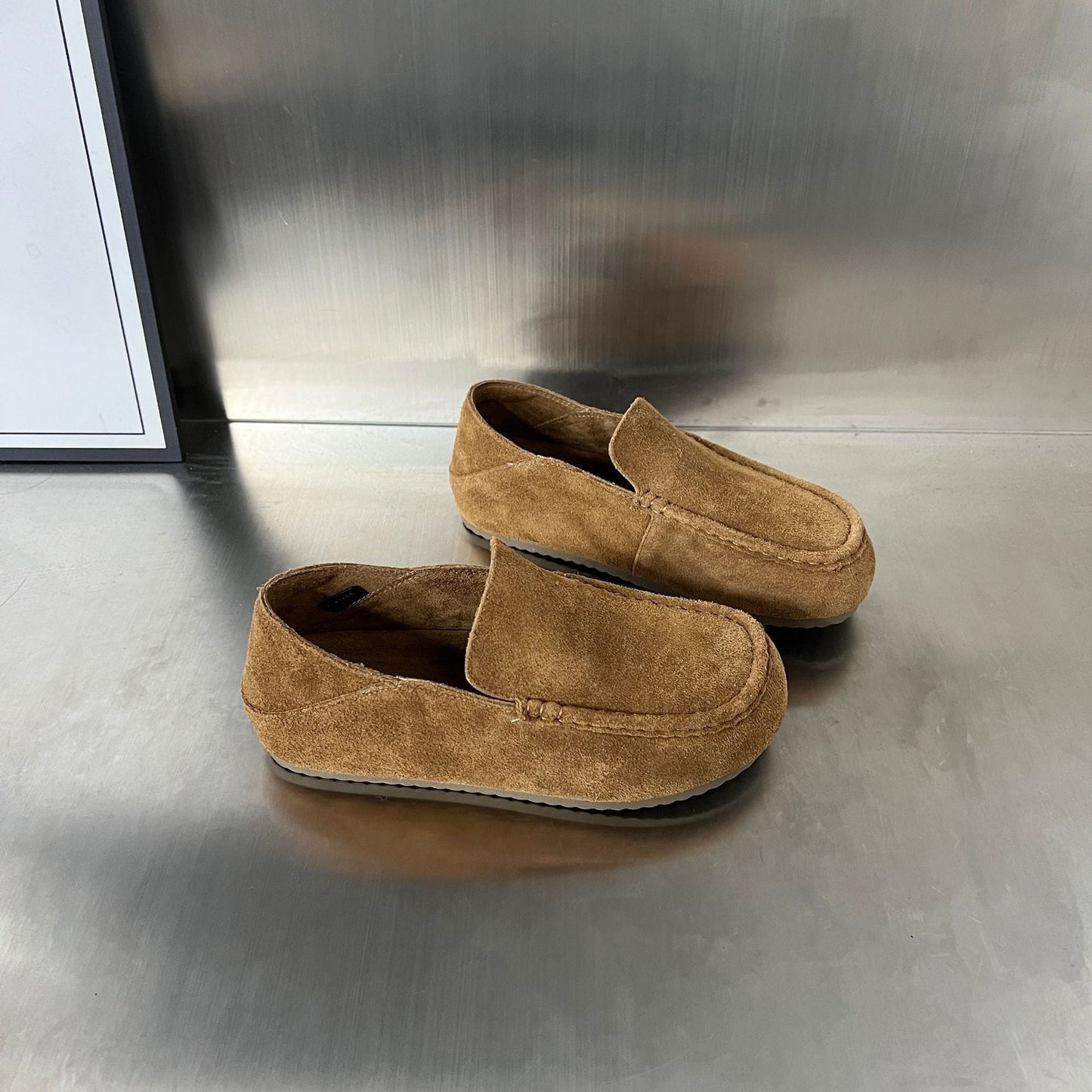 Damen Mokassins Wildleder Bequem Elastisch Komfortschuhe