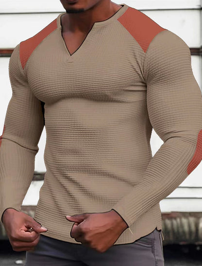 Herren Langarmshirt Strukturiert Kontrastdetails Modern
