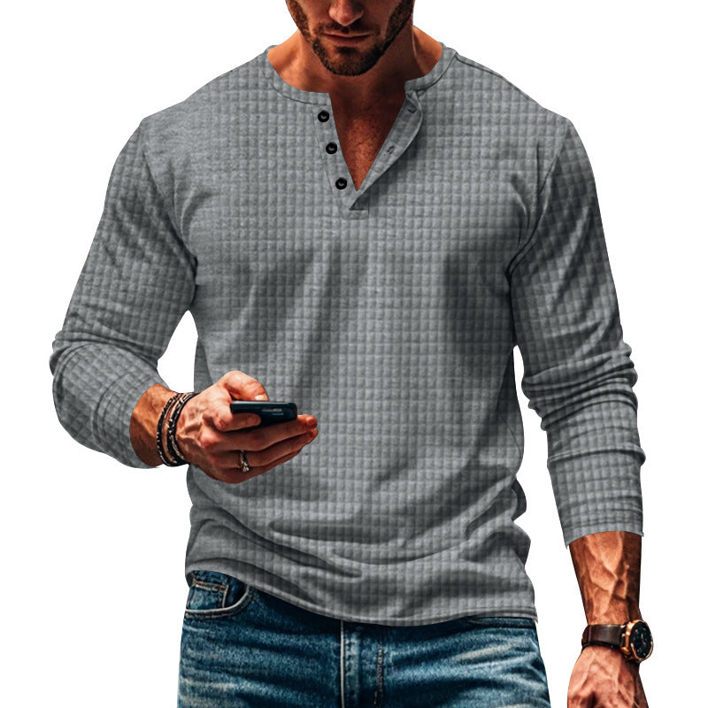 Herren Hemd Langarm Elegantes Design Knopfleiste Modern