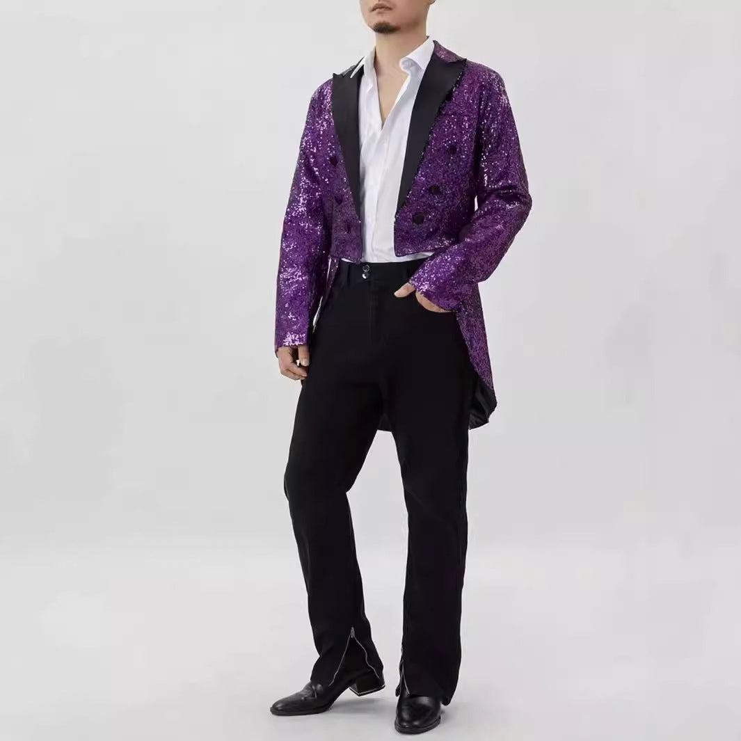 Eleganter Herren Blazer Pailletten Revers Modern Berlin Style