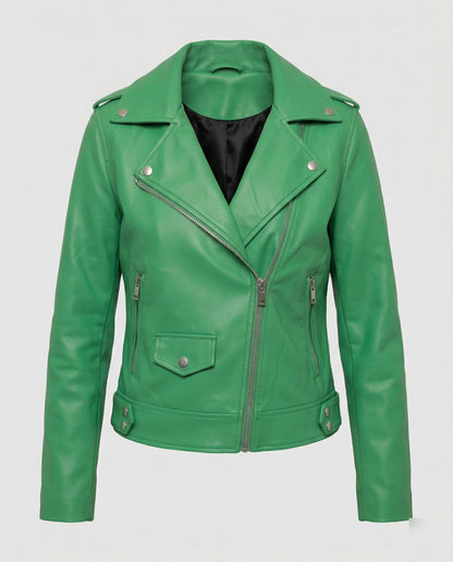 Lederjacke Damen Kurz Bikerjacke Asymmetrisch Schwarz