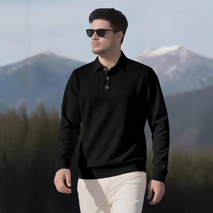 Herren Pullover Langarm Modern mit Knopfleiste
