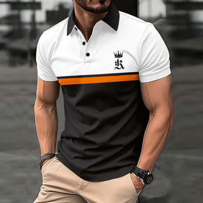 Herren T-Shirt Kurzarm Kontraststreifen Modern Sportlich