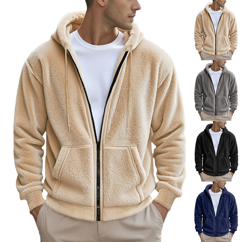 Herren Fleece Hoodie Kapuze mit Kängurutasche und Reißverschluss - BerlinGlamour