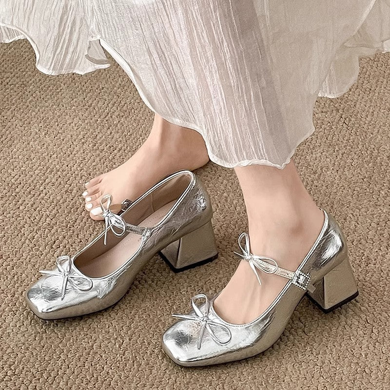 Damen Pumps Elegante Schleifen Glitzer - BerlinGlamour