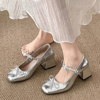 Damen Pumps Elegante Schleifen Glitzer - BerlinGlamour