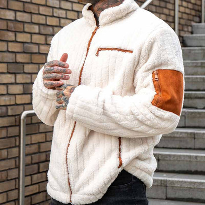 Herren Fleecejacke Kuschelig Warm mit Kontraststreifen
