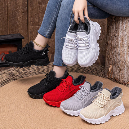 Damen Sneaker Warm Flauschig Rutschfest Winter