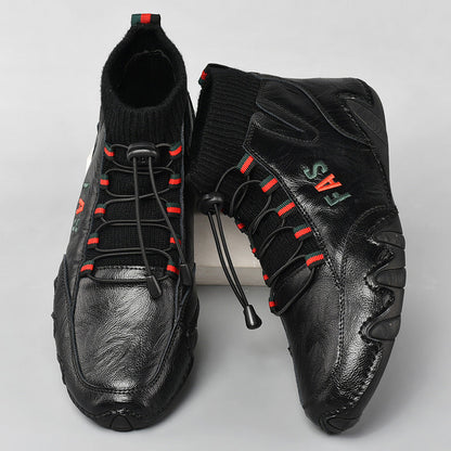 Damen Sneaker Hoch Sportschuhe Leder Schnürsenkel Elastisch