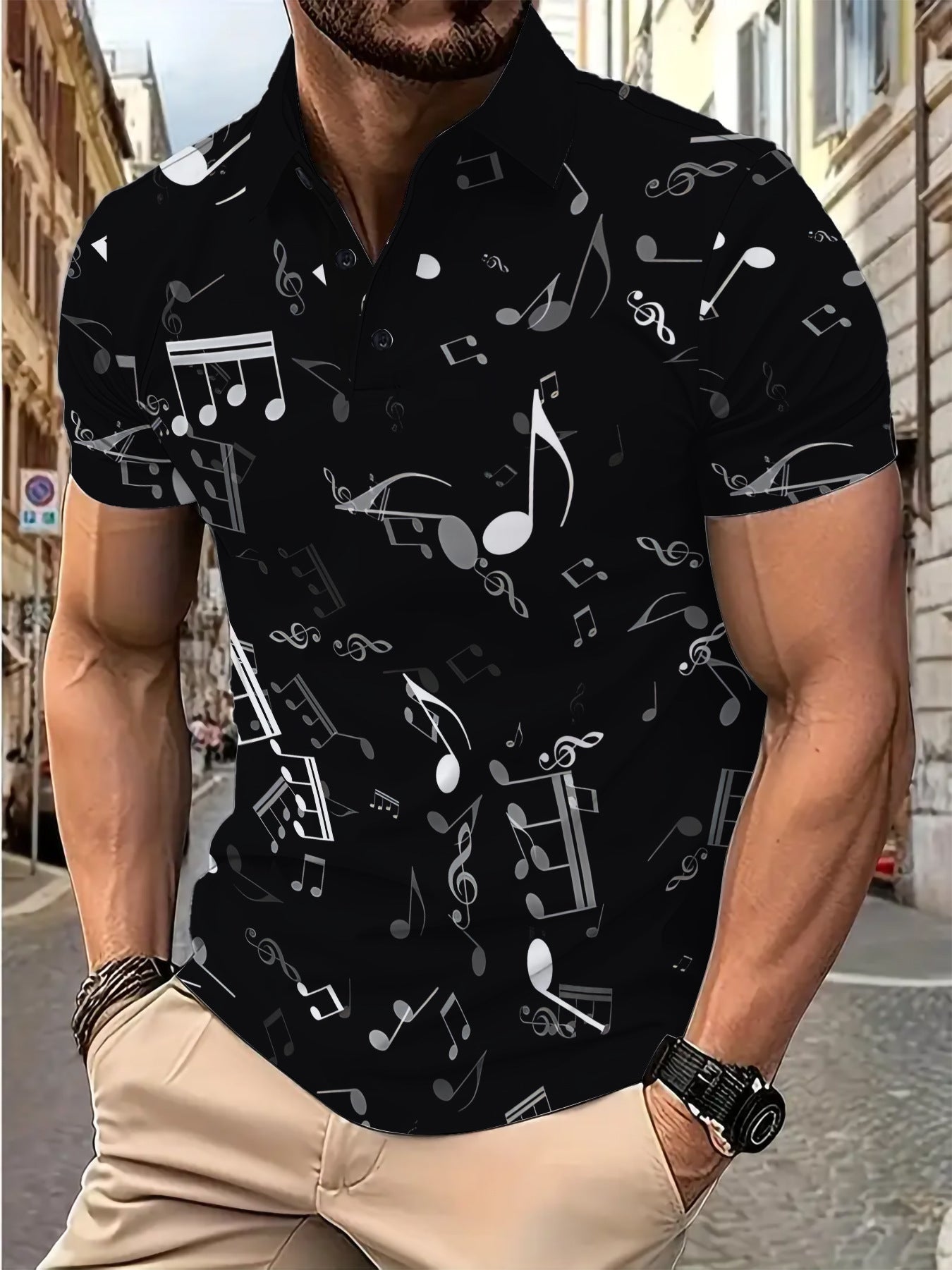 Herren Poloshirt Musik Druck Berlin Style