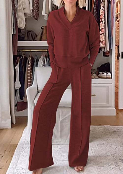 Damen Freizeit-Set Großzügig V-Ausschnitt Trendy