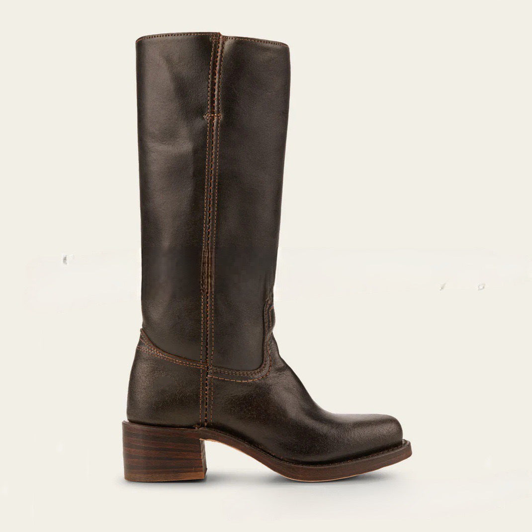 Damen Lederstiefel Westernstil Blockabsatz Schuhe