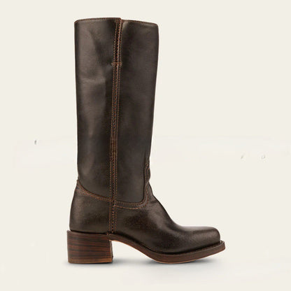 Damen Lederstiefel Westernstil Blockabsatz Schuhe