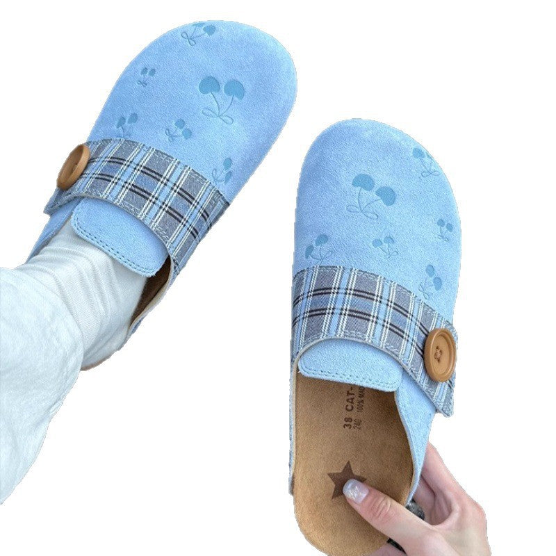 Damen Clogs Karomuster Dekorativ Frauen Schuhe